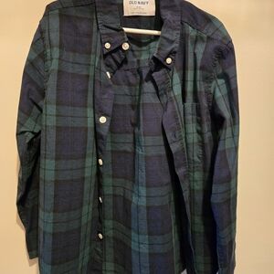 Old Navy Blue and Green Plaid Shirt